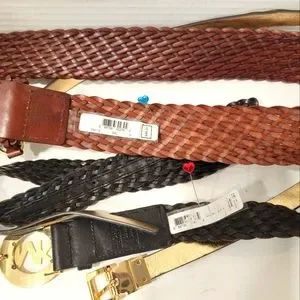 HP Bundle Michael Kors signature ladies belts all three Michael Kors Womens Belt, Signature Logo Wide Belt - Black  main image 4